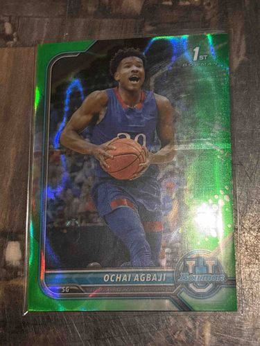 Ochai Agbaji 1st Bowman Green Refractor Trading Card