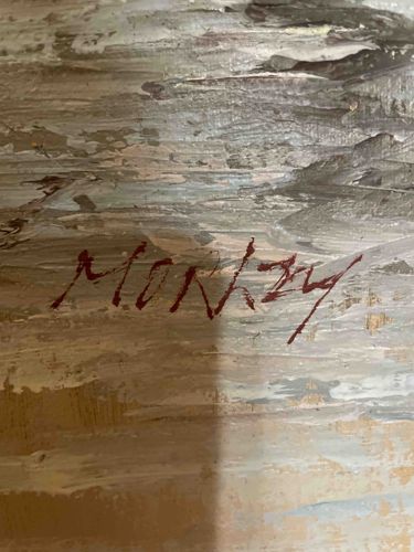 Mid-Century Impressionist Oil Painting signed Monhey