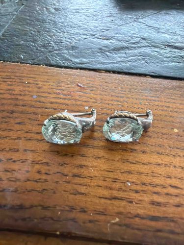 David Yurman Prasiolite Sterling Silver and 14k Gold Cable Wrap Earrings