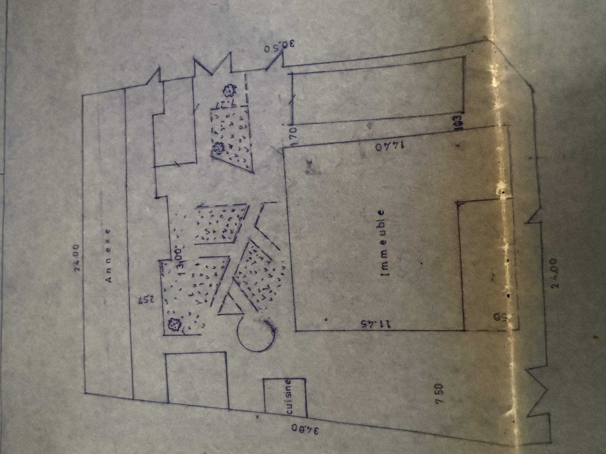 Submitted photo of Architectural floor plan drawing on translucent paper