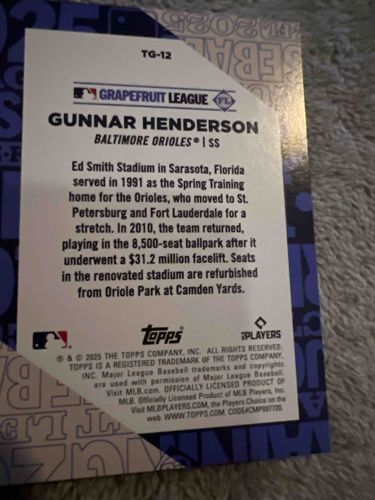 Gunnar Henderson Baseball Card
