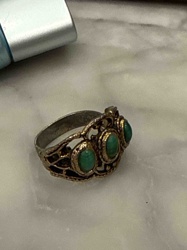 Triple Turquoise Stone Filigree Ring