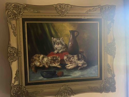 Framed Still Life with Three Kittens