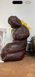 Carved Wooden Seated Figure Sculpture