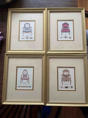 Set of Four Framed Historical Chair Prints