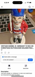 Vintage Goebel W. Germany Christmas Nutcracker Soldier Figurine