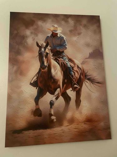 Western Cowboy and Horse Canvas Art Print