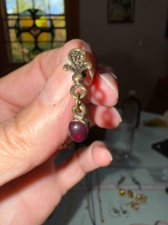 Vintage-Style Clip-On Earring with Red Cabochon