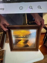 Framed Seascape Landscape Painting