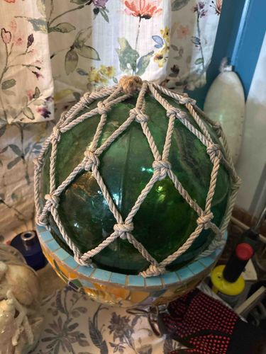 Japanese Glass Fishing Float with Rope Net