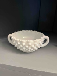 Hobnail Milk Glass Nappy Bowl