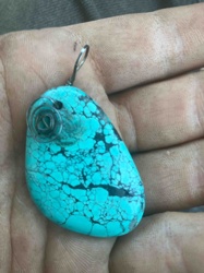 Turquoise Stone Pendant with Wire Bail