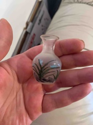 Miniature Hand-Painted Glass Vase with Floral Motif