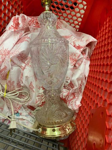 Crystal/Glass Table Lamp with Brass-Tone Base