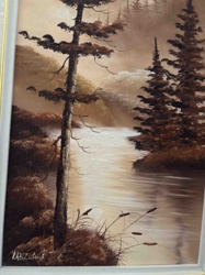Misty River Landscape Oil Painting by LABLAC