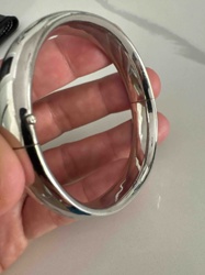 Polished Silver-Tone Hinged Bangle Bracelet