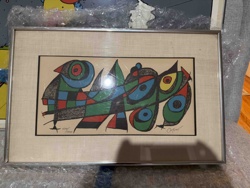 Framed Abstract Print (Likely Miró)