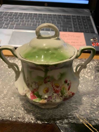 Floral Decorated Porcelain Sugar Bowl with Lid