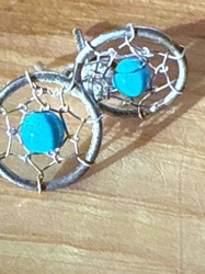 Turquoise Bead Dreamcatcher Dangle Earrings