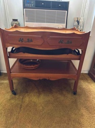 French Provincial Style Wooden Tea Cart / Bar Cart