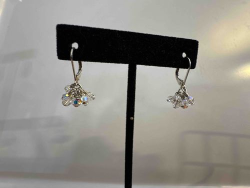 Swarovski Crystal Aurora Borealis Cluster Earrings in Sterling Silver