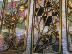 Vintage Gold Tone Floral Wall Art Panels