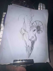 Hybrid Ram-Creature Pencil Drawing