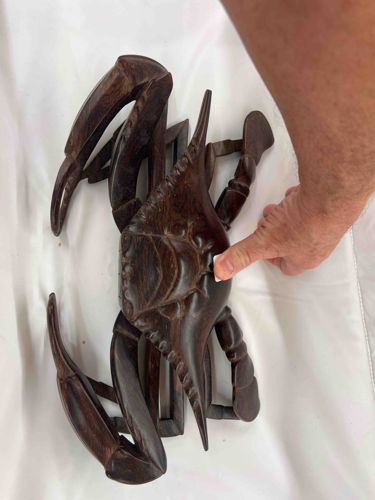Hand-Carved Tropical Hardwood Crab Sculpture