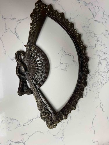 Ornate Half-Moon Metal Frame with Peacock Motif