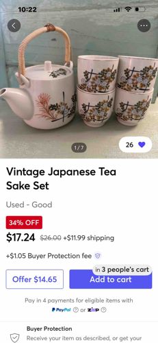 Vintage Japanese Ceramic Tea Set with Bento-Style Graphics