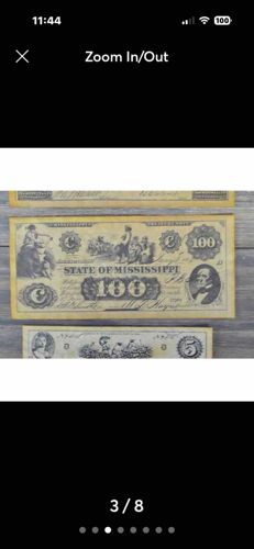 Confederate States of America - State of Mississippi $100 Banknote (Reproduction)