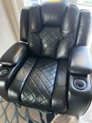 Black Faux Leather Home Theater Recliner Chair with Cupholders