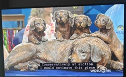Bronze Sculpture of Labrador Retriever Mother and Puppies