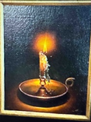 Painting of a Lit Candle on a Candlestick