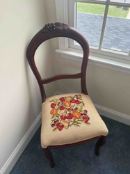 Antique/Vintage Carved Wood Side Chair with Needlepoint Upholstery