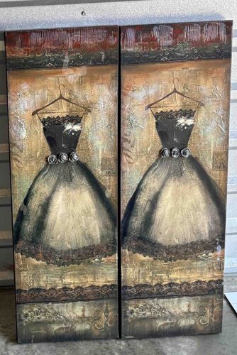 Diptych Black Dress Mixed Media Wall Art