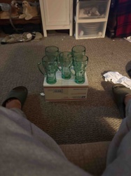 Set of Five Vintage Green Coca-Cola Glass Mugs