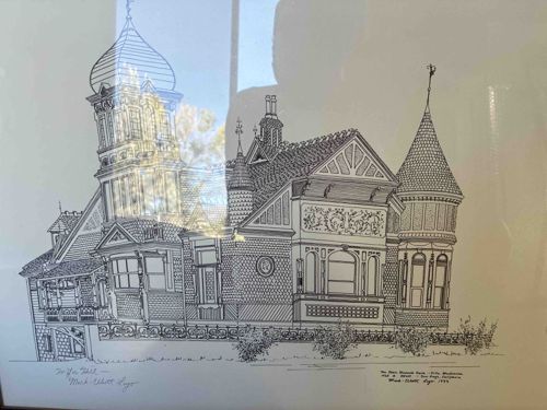 Victorian House Architectural Ink Drawing