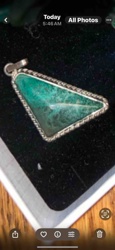 Triangular Green Stone Pendant with Twisted Silver Bezel