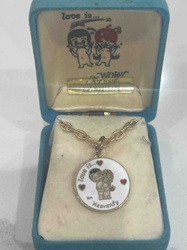 Vintage 'Love Is...' Pendant Necklace in Original Box