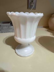 Milk Glass Ruffled Scalloped Vase