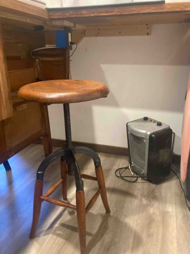 Vintage Industrial Adjustable Swivel Drafting Stool