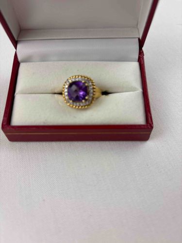 Amethyst and Diamond Cluster Ring