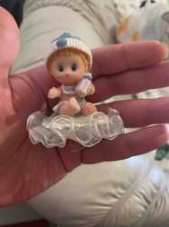 Baby Boy Figurine with Blue Hat and Bottle