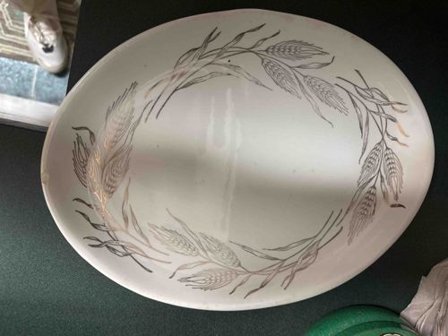 Mid-Century Modern Serving Platter with Wheat Motif