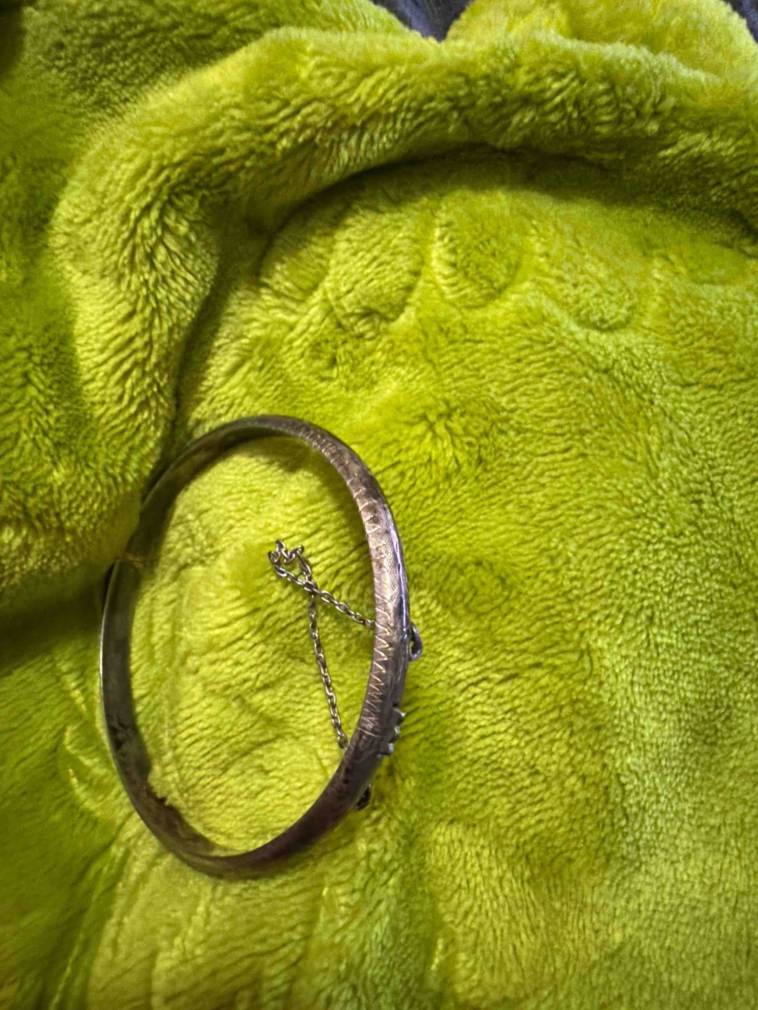 Vintage Engraved Silver Bangle Bracelet