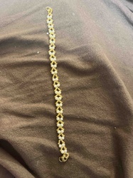 Beaded Pearl and Gold Tone Bracelet