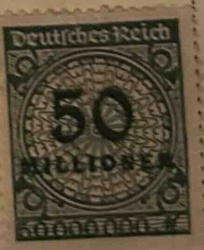 German Hyperinflation Stamp, 50 Millionen (Million) Mark