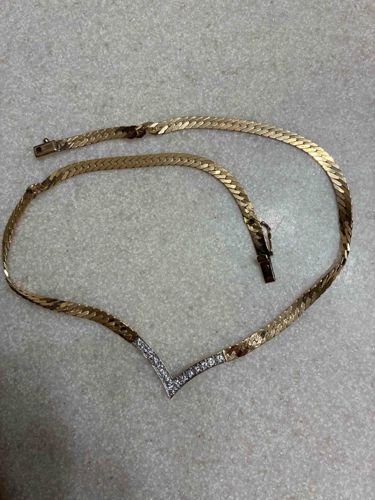 14k Gold and Sapphire Chevron V-Necklace