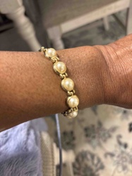 Gold-Tone Faux Pearl Link Bracelet